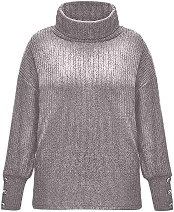 Pulovere de umăr pentru femei cu butoane de tracțiune cu mânecă lungă cu mânecă lungă, pulover tricotat 2023