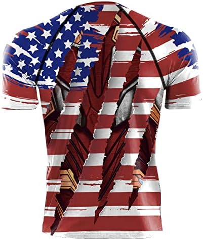 Tricou pentru 4 iulie pentru bărbați, cămașă de compresie a pavilionului american cu mânecă scurtă tricouri de fitness atletic topuri pentru bărbați