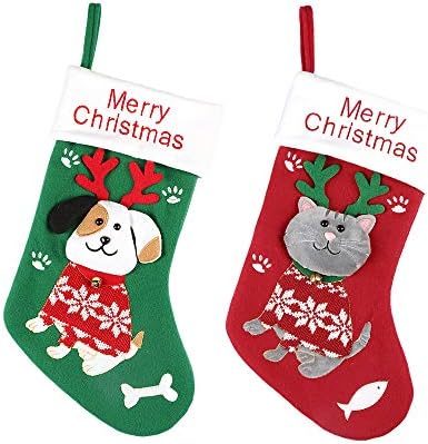 Zojaerzi ciorapi de Crăciun, de 15 ciorapi de Crăciun mari cu câine de pisică 3D pentru pisici pentru animale de companie decorațiuni