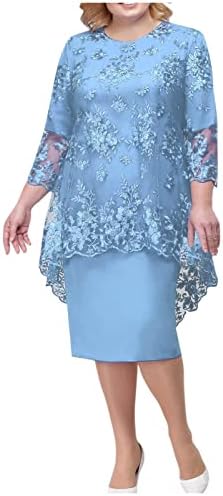 Rochie de Paște pentru femei, broderie din dantelă de modă casual, lungime medie, lungime de două piese, rochie set adult
