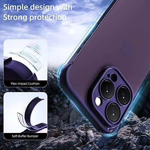 Hoererye pentru iPhone 14 Pro Max Camera Protector Carcasă din silicon, bara de protecție ușoară ultra-subțire/acoperire subțire fără ramă, protecție de picături militare de 10 metri, violet
