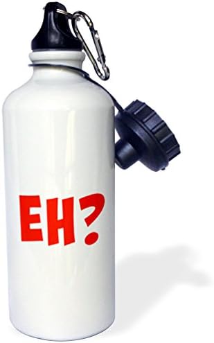 3Drose eh, litere roșii cu un semn de întrebare Sticlă de apă sport, 21 oz, alb