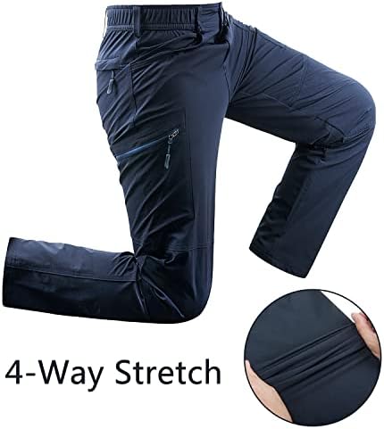 Derminpro pentru bărbați Pantaloni de drumeție pentru bărbați Pantaloni tactici uscați rapid cu talie elastică și buzunare cu fermoar