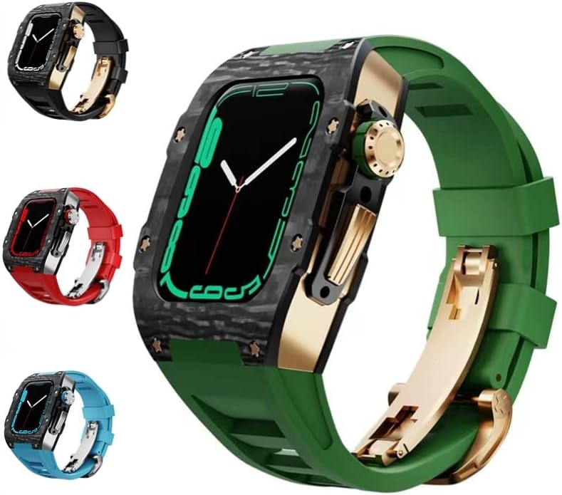 Carcasă de protecție a fibrei de carbon Zedevb pentru Apple Watch 8 7 7 45mm Silicon Cutre Accesorii de modificare de înaltă