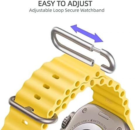 Banda de ocean EAVAE Compatibil cu Apple Watch Band Ultra 49/45/44/43/42/41/40/38mm, Sport reglabil cu curea de silicon cu fluoroelastomer accidentat pentru cataramă pentru IWatch Series 8/7/6/5/4/3/2/ 1/se pentru bărbați și femei