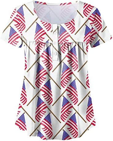 MIASHUI Maneca lunga bumbac pentru Femei Ziua Independenței pentru femei Plus Dimensiune American 4 iulie Mâneci lungi tricouri