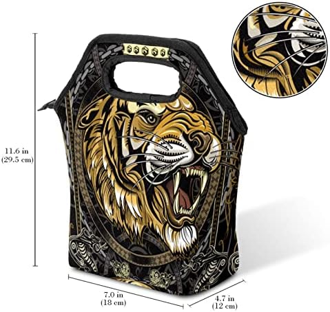 Cutie De Prânz Izolată, Vintage Tiger King Cooler Reutilizabil Kit De Masă Termică Impermeabilă Cu Fermoar Neted, Geantă De