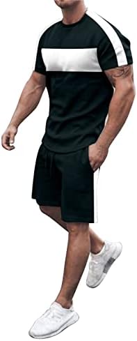 Seturi scurte de vară pentru bărbați echipaj mare și înalt Neck Fashion Muscle Muscle Muscle Short Fashion Fashion Tricouri
