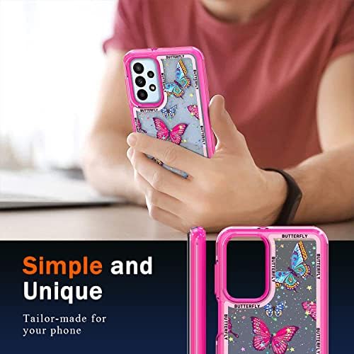 Kachen pentru Samsung Galaxy A23 4G Carcasă/Galaxy A23 5G, cadru roz fierbinte 3d Fluture de stras