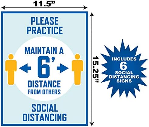Beistle Social Distancing and Safety Paper Semne de perete - 12 pachete - realizate în SUA - 15,25 ”înălțime x 11,5” lățime