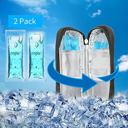 Husă de călătorie cu insulină cu 2 pachete de gheață - pungi pentru diabet husă de călătorie mai rece pentru diabetici organizează