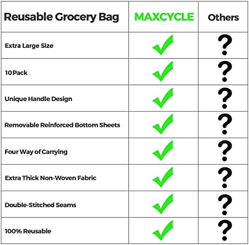 Genti alimentare reutilizabile MaxCycle 10 pachete mari de cumpărături durabile de cumpărături cu 10 funduri detașabile pentru alimente