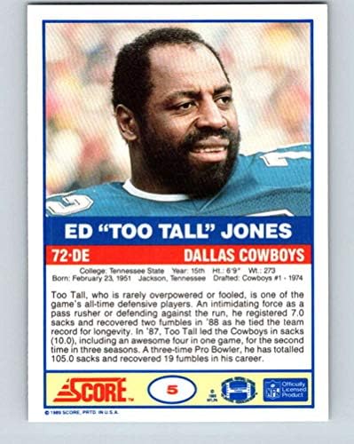 1989 Scorul 5 Ed Too Tall Jones NM-MT Cowboys