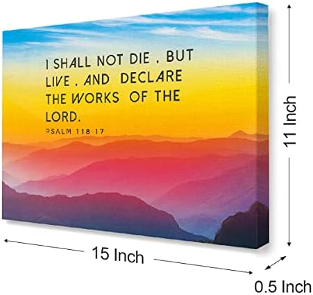 LISTNGBO PSALM 118: 17 Canvas de artă de perete, verset biblic creștin pânză pictură decor pentru perete pentru dormitorul de birou de acasă creștin