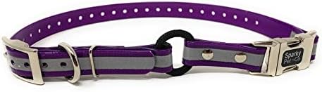 Sparky Pet Co - Zeus Ecollar curea de înlocuire Bungee Buclă Guler Dog Guler Impermeabil Reglabil Biothane Cataramă dublă - Cârlă rapidă Metal Metal - Pentru sisteme de gard invizibile 3/4 x 28 reflectorizant violet