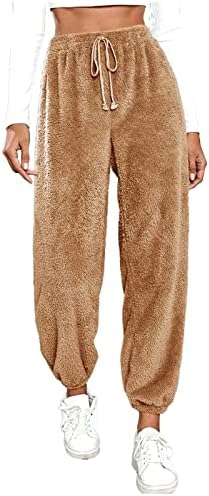 XIPCOKM Femei pentru femei cu talie înaltă cu talie înaltă joggeri termici Pantaloni de iarnă cu buzunare SOILD CONTRUME DE TRENURI