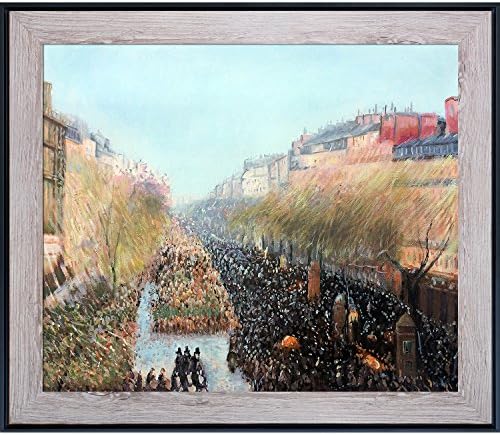 Overstockart Boulevard Montmartre Mardi Gras de Camille Pissarro cu Nantucket Whitewash & Black Frame