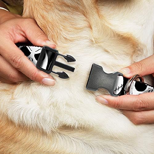 Clip de plastic cu guler pentru câini Coșmar înainte de Crăciun 7 Jack Expressions alb negru de 8 până la 12 inci 0,5 inci