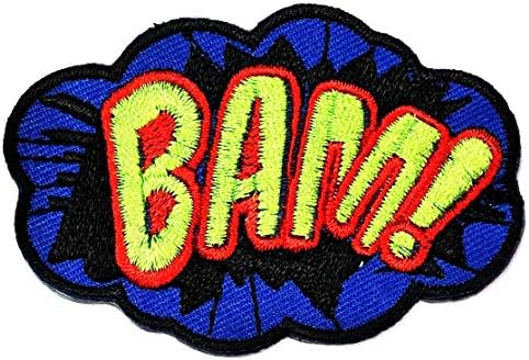 PARITA BAM! Cuvânt amuzant super-erou benzi desenate Retro distractiv desene animate copii brodate coase aplicatiile repararea