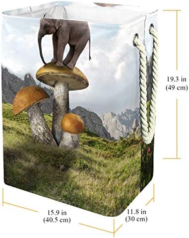 Deyya manipulare Elephant ciuperci natura munți coșuri de rufe împiedică înalt Robust pliabil pentru copii adulți băieți adolescenți fete în dormitoare baie 19.3x11.8x15.9 in/49x30x40.5 cm
