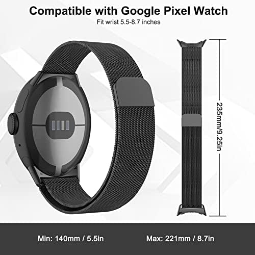 Aottom Metal Band Compatibil cu benzi de ceasuri Google Pixel pentru femei pentru bărbați Band magnetic, curea din oțel inoxidabil