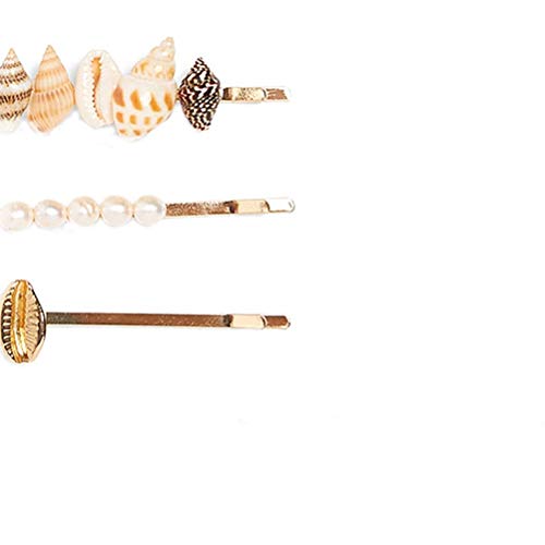 Lurrose 5pcs perla păr clip -artificial artificial coajă nautică conch de păr pentru păr pentru femei pentru fete pentru fete