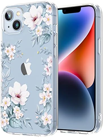 Carcasă pentru iPhone 14 Plus Case pentru fete, fete, flori florale clare design drăguț, protecție completă pentru corp din