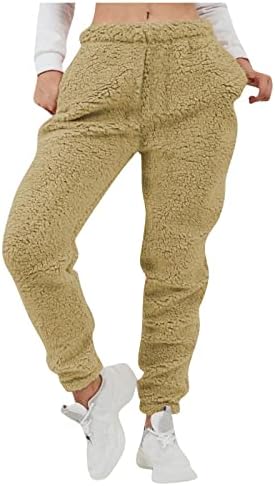 Huankd Women’s Pant Fashion 2022 Plush Casual Pantaloni Confortare liberă Fleece Pantaloni calzi pentru casă Pant casual