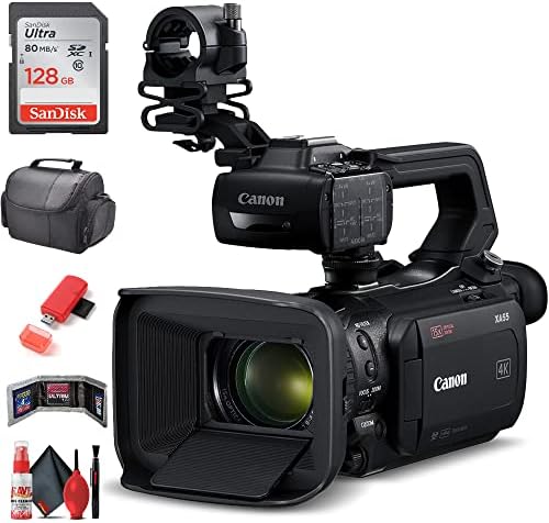 Canon XA55 UHD 4K camera video + 128 GB Card de memorie + geantă soft + cititor de carduri + portofel de carduri + mai mult