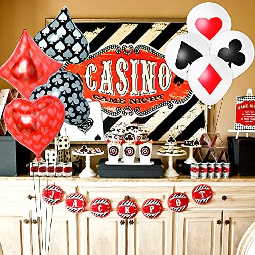 Decorații pentru petreceri de cazinouri baloane 29pcs zaruri baloane de joc Carduri baloane folie de cazinou latex baloane de cazinouri pentru petreceri pentru petreceri din Las Vegas, evenimente de poker, decorațiuni de petrecere a zilei de casino