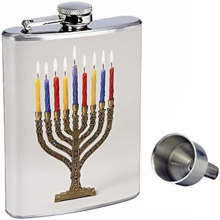 Hanukkah perfecțiune în stil 8oz sticlă de whisky din oțel inoxidabil cu pâlnie gratuită D-002