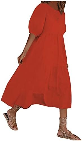Femei 2023 casual casual rochie maxi cu mânecă de culoare solidă culoare liberă echipaj de gât flux de rochie boho plajă rochie