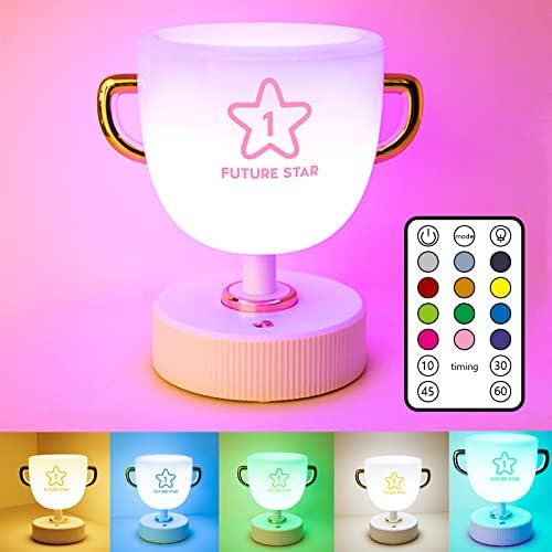 Ourobot Night Light pentru copii, Champion Cup lampă drăguță, 10 culori lumina de noapte pentru copii pentru camera copiilor, reîncărcabilă USB, poate fi controlată de la distanță prin telecomandă, poate fi cronometrată
