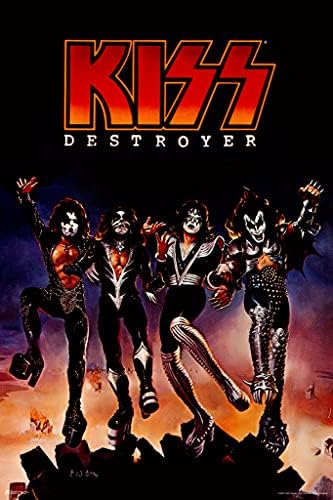 Kiss Distruer Poster Album copertă Vinyl Kiss Poster Kiss Band Merchandise Kiss Collectible Kiss Memorabilia Heavy Metal Music Merch 1970 Retro vintage machiaj de hârtie groasă de hârtie Pict Imaginea 8x12
