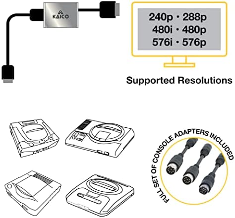 Kaico Sega Genesis & Saturn 2x linia duble Adaptor HDMI - Pentru utilizare cu Sega Saturn, Megadrive, Genesis, SNK Neo Geo