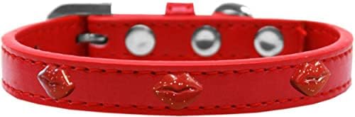 Mirage Pet Products Glitter Lips Widget Guler pentru câini, dimensiunea 18, roz strălucitor/roșu