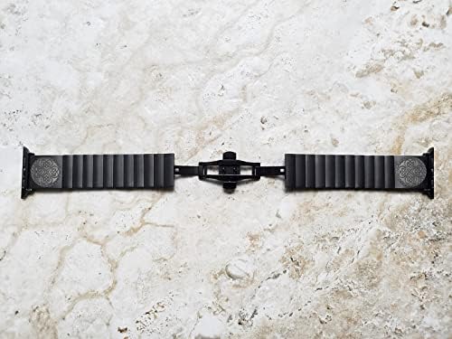 Banda cu curea gravată Nickston compatibilă cu Apple Watch Ultra 8 7 6 SE 5 4 3 2 1 Seria 38mm 40mm 41mm 42mm 44mm 45mm 49mm Brățară din oțel inoxidabil neagră B-CC3