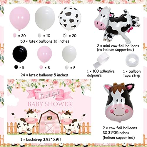 Vaca Baby Shower decoratiuni pentru fata-vaca balon Garland & amp; Arch Kit și animale de fermă Baby Shower fundal Barnyard