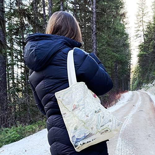 Xplorer Maps Oregon State Map Bag cu mânere cu mânere, geantă de cumpărături din pânză, geantă reutilizabilă și ecologică,
