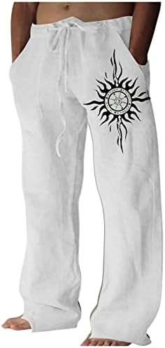 Pantaloni de lenjerie de bumbac pentru bărbați vară vară elastică talie de talie buzunare pantaloni pantaloni casual ușoare