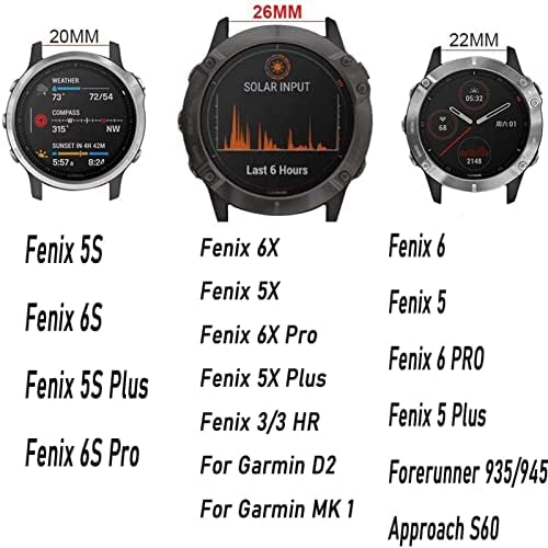 Jdime 26 20 22mm silicon cu versiune rapidă cu bandă de ceas pentru Garmin Fenix ​​7x 6x Watch Easyfit Wrist Band Strap