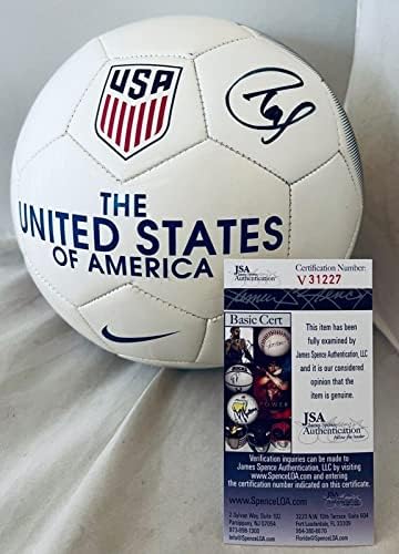 Christian Pulisic semnat White Nike Team USA Soccer Ball Autographed 4 JSA - Bile de fotbal autografate