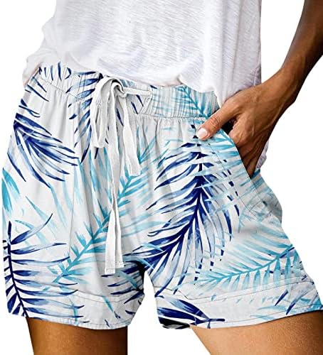 2023 Pantaloni scurți de vară pentru femei casual confortabile cu talie înaltă cu talie largă cu talie largă baggy pantaloni scurți stea cu benzi de stele scurte de vară curgătoare cu buzunare