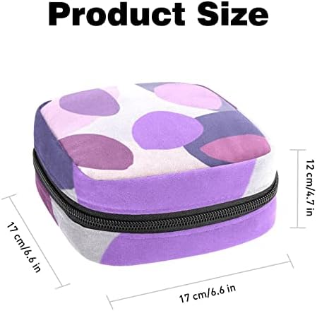 Geantă de depozitare a șervețelului sanitar ORYUEKAN, Genți portabile reutilizabile cu fermoar Menstrual, husă de depozitare a tamponului pentru femei Fete, model minimalist Violet Abstract
