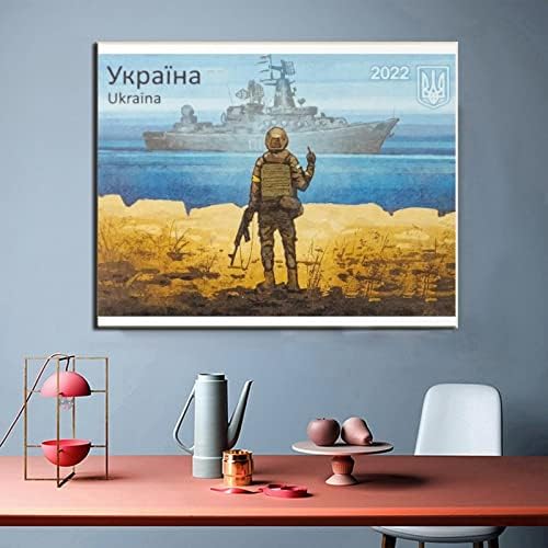 Afise de nave de război rusești Ucraina noi timbre onoare soldați perete artă pânză tipărită poză de perete arta poster pentru