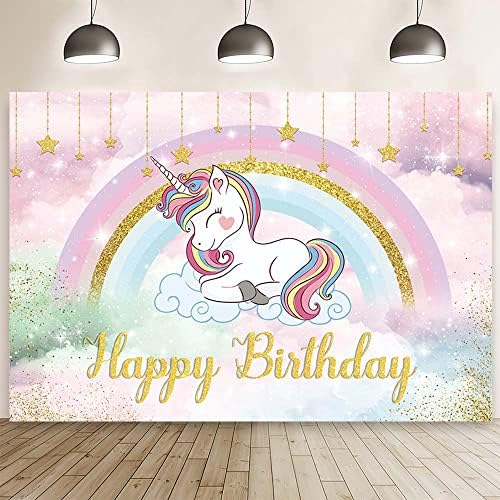 MEHOFOND 7x5ft Unicorn fundal pentru fete ziua de naștere curcubeu desen animat Unicorn fotografie fundal prințesă Pastel cer