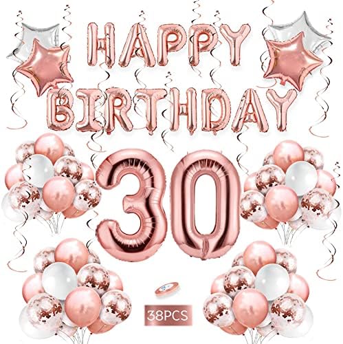 30 de decorațiuni de ziua de naștere pentru fete decorațiuni de petrecere din aur roz roz pentru femei para, banner la mulți