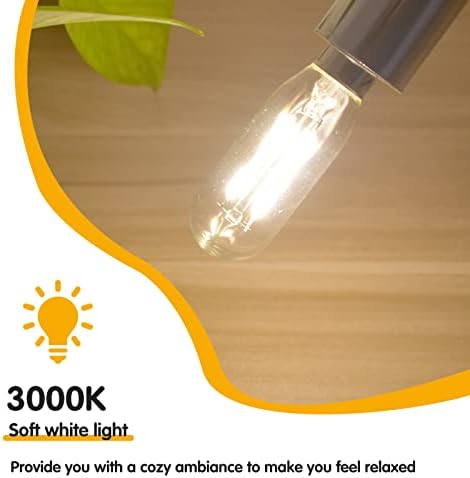 Becuri LED T6 reglabile 60W echivalent, 6w 600lm E12 Edison bec candelabru bază, 3000k alb moale, bec tubular Vintage clar,