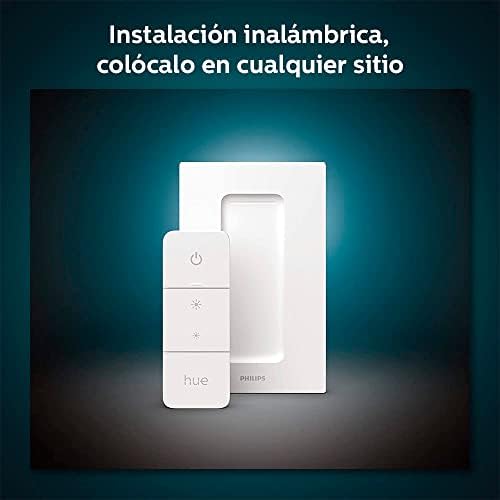 Philips Hue white and Color Ambiance 2-Pack A19 LED bec inteligent & amp; comutator inteligent Dimmer și telecomandă, fără instalare, casă inteligentă, exclusiv lumini inteligente, Alb