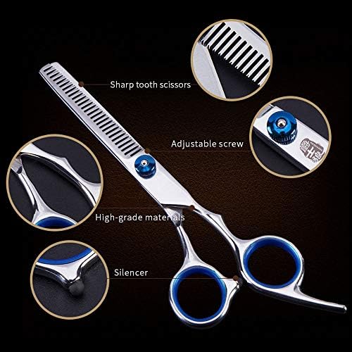 Foarfece subțiri de păr care tăie dinți foarfece pentru coafură texturizantă salon, tăierea părului cu forfețe cu șurub de tensiune de reglare fină și oțel inoxidabil